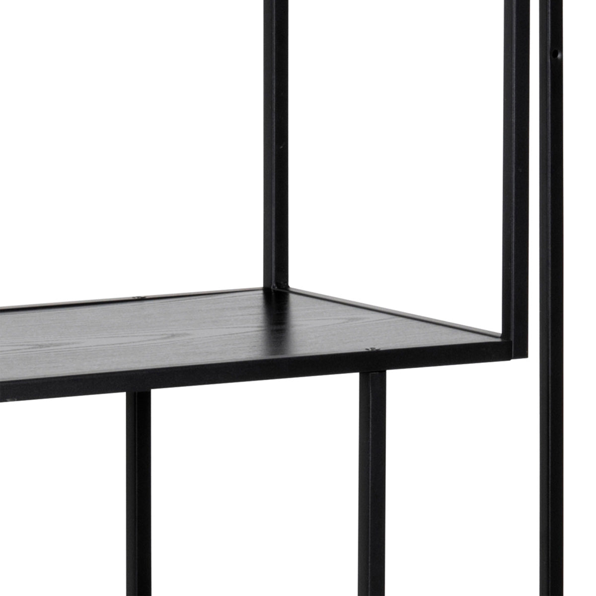 Metal Bookcase Asymmetrical in Black With 3 Shelves - Seaford