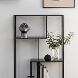 Metal Bookcase Asymmetrical in Black With 3 Shelves - Seaford