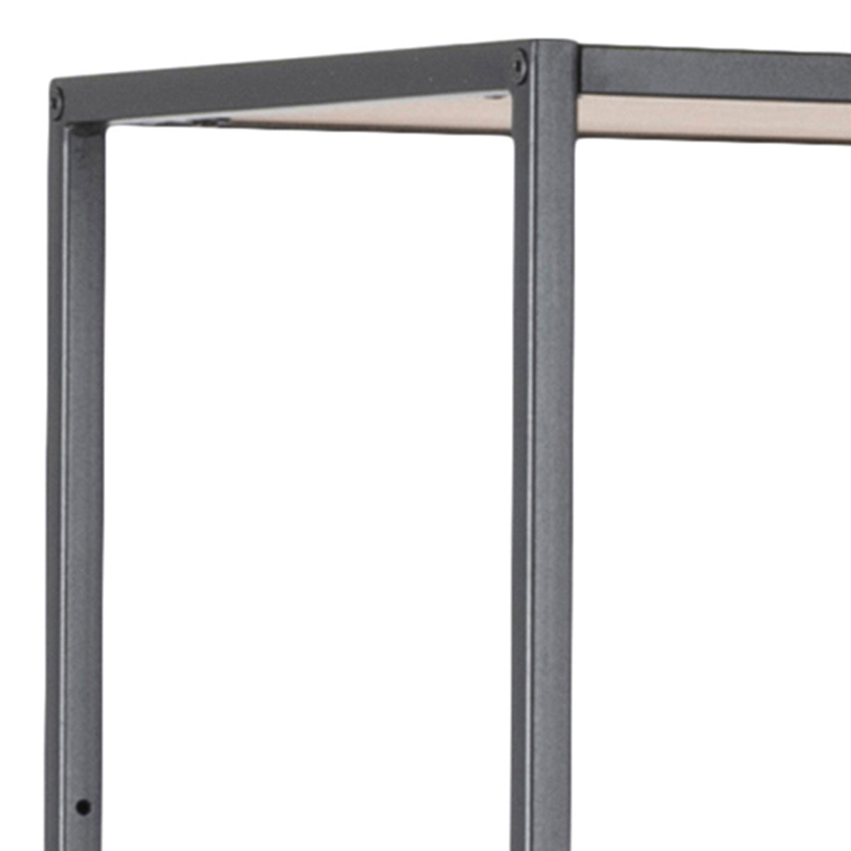 Metal Bookcase Asymmetrical Large in Black With 5 Wooden Shelves - Seaford