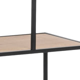 Metal Bookcase Asymmetrical Large in Black With 5 Wooden Shelves - Seaford