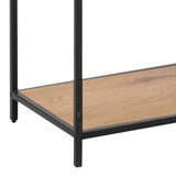 Metal Bookcase Asymmetrical Large in Black With 5 Wooden Shelves - Seaford