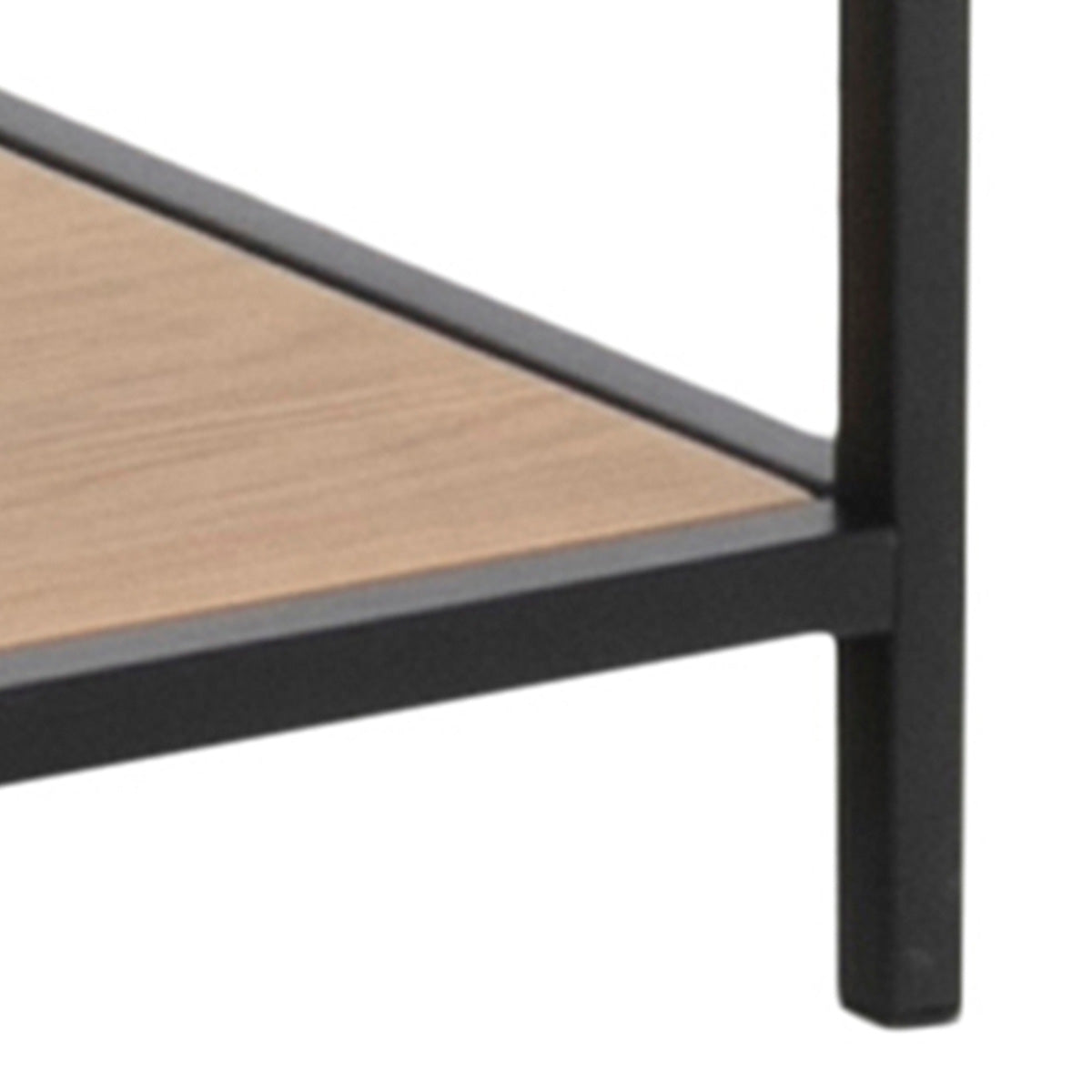 Metal Bookcase Asymmetrical Large in Black With 5 Wooden Shelves - Seaford