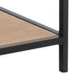 Metal Bookcase Asymmetrical Large in Black With 5 Wooden Shelves - Seaford