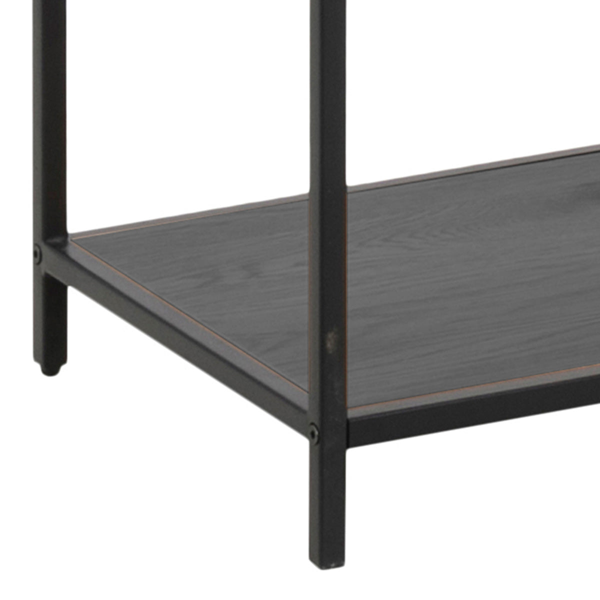Metal Bookcase Asymmetrical Large in Black With 5 Wooden Shelves - Seaford