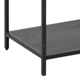 Metal Bookcase Asymmetrical Large in Black With 5 Wooden Shelves - Seaford