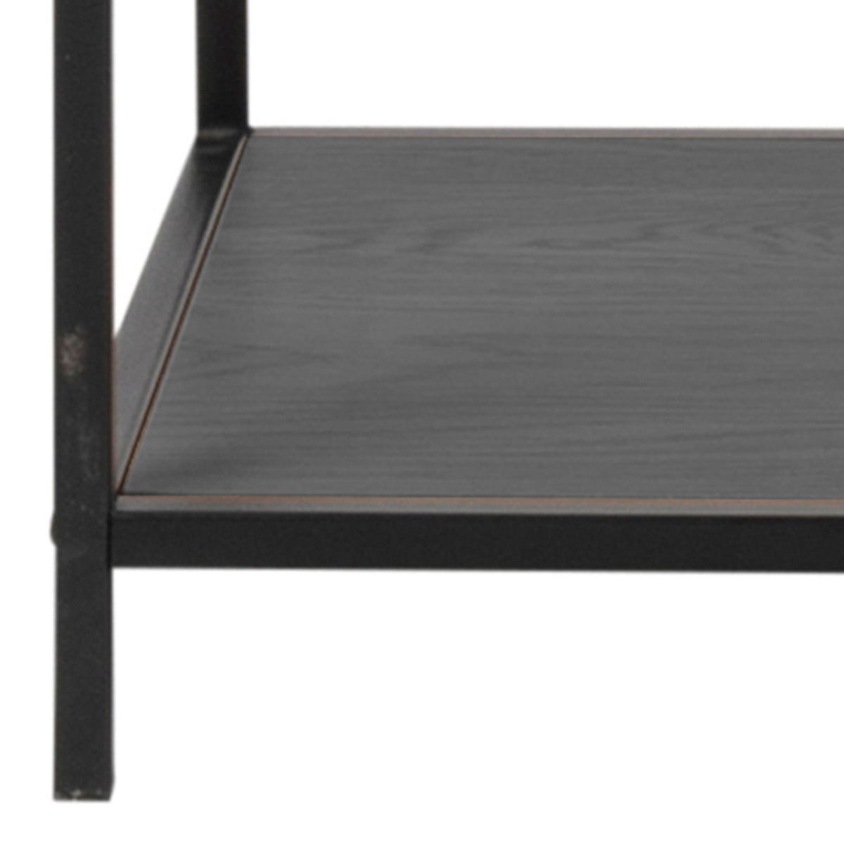Metal Bookcase Asymmetrical Large in Black With 5 Wooden Shelves - Seaford