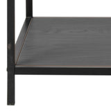 Metal Bookcase Asymmetrical Large in Black With 5 Wooden Shelves - Seaford