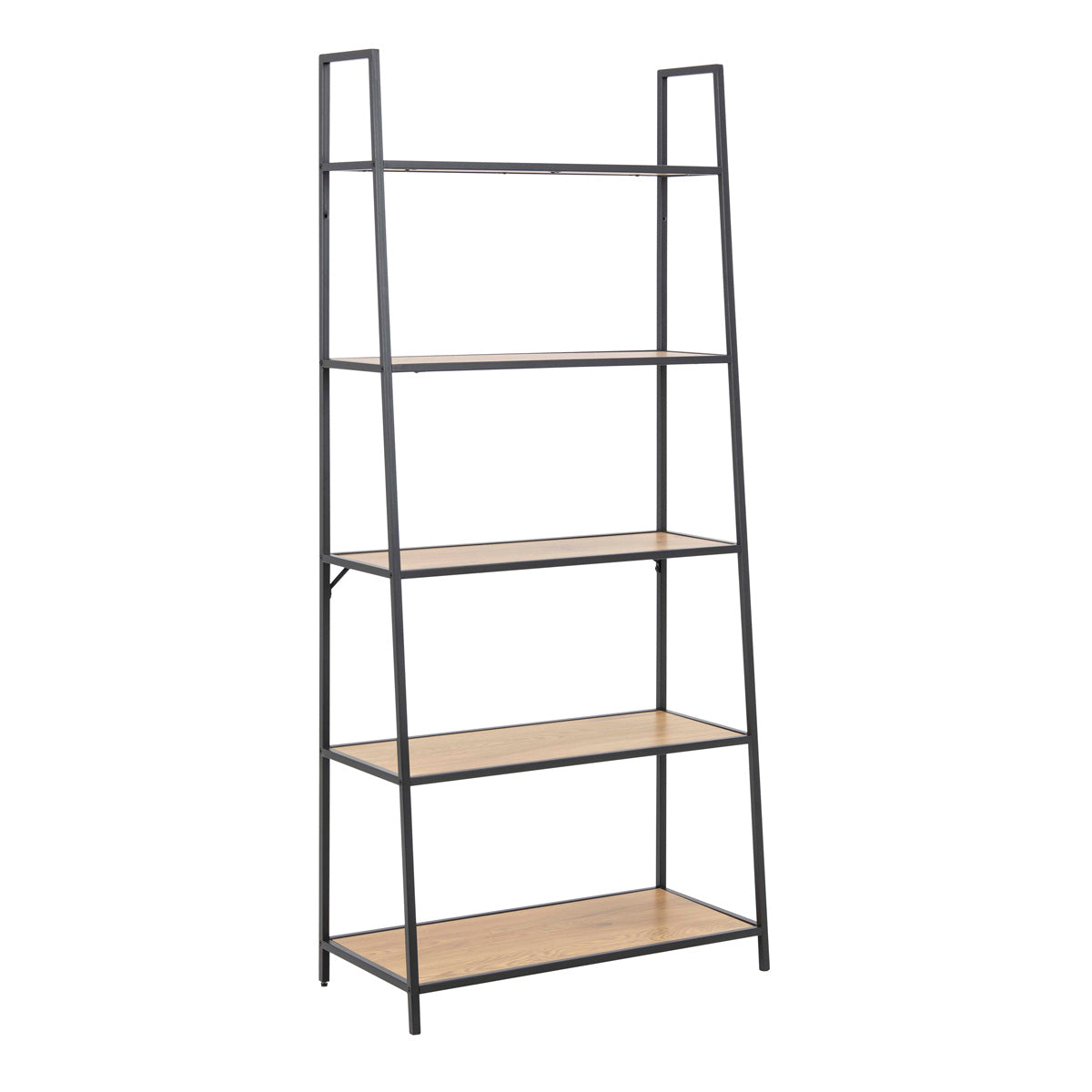 Metal Bookcase Ladder Design With 5 Oak Shelves - Seaford