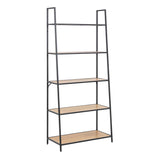 Metal Bookcase Ladder Design With 5 Oak Shelves - Seaford