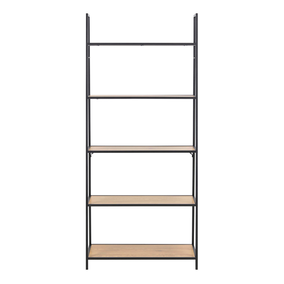 Metal Bookcase Ladder Design With 5 Oak Shelves - Seaford