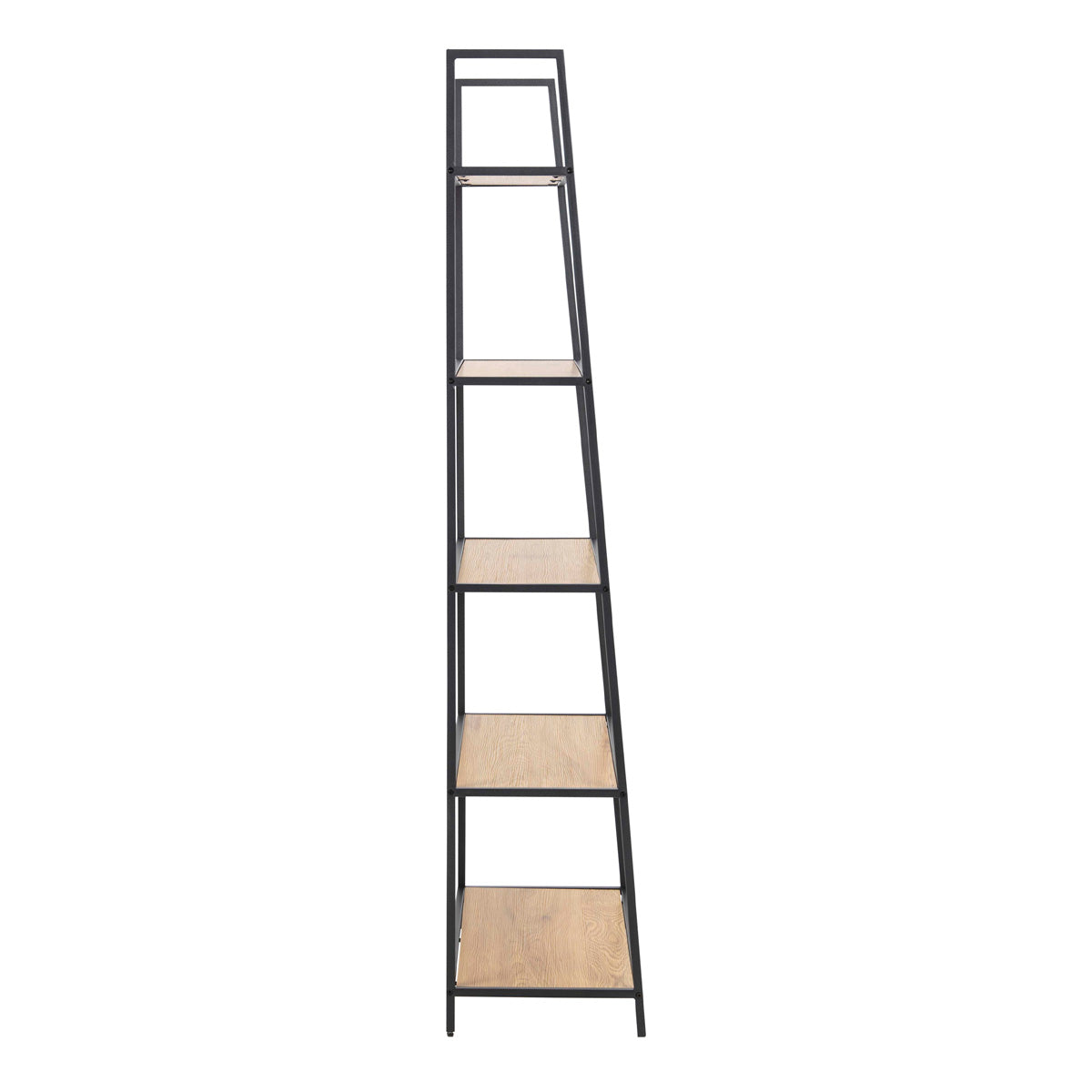 Metal Bookcase Ladder Design With 5 Oak Shelves - Seaford