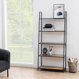 Metal Bookcase Ladder Design With 5 Oak Shelves - Seaford