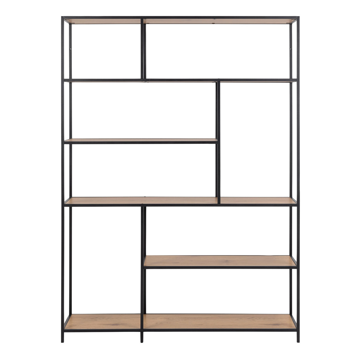 Metal Bookcase Large With 5 Wooden Shelves - Seaford