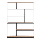 Metal Bookcase Large With 5 Wooden Shelves - Seaford