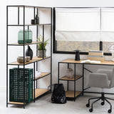 Metal Bookcase Large With 5 Wooden Shelves - Seaford