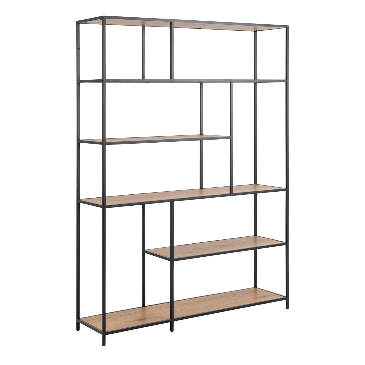 Metal Bookcase Large With 5 Wooden Shelves - Seaford