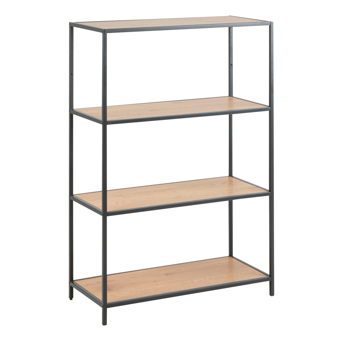 Metal Bookcase Low in Black With 3 Shelves - Seaford