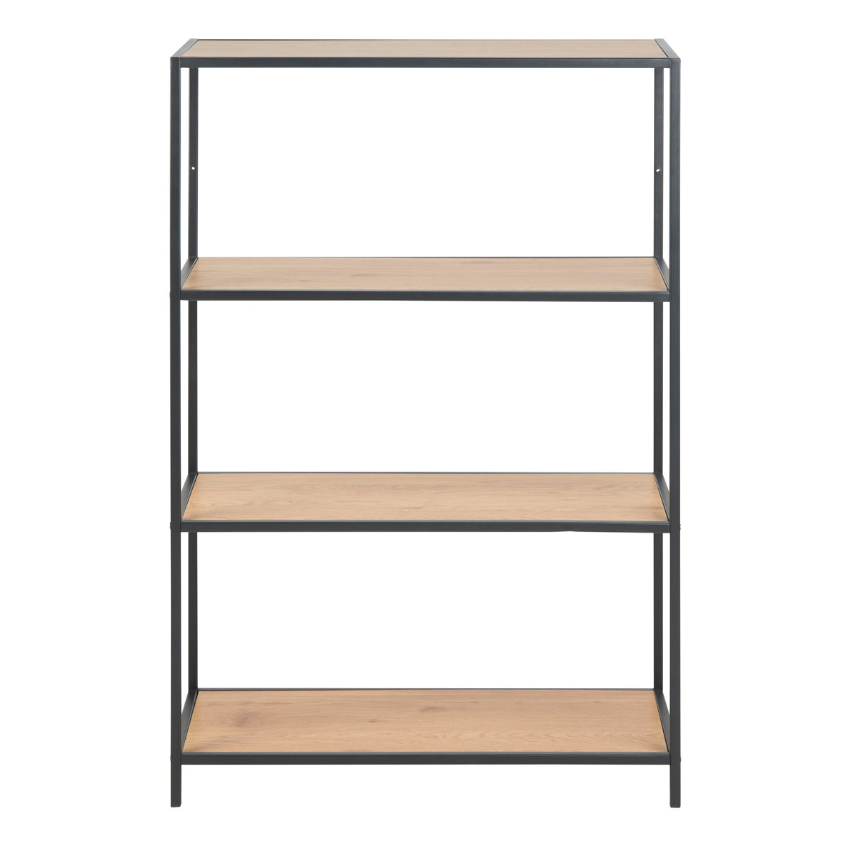 Metal Bookcase Low in Black With 3 Shelves - Seaford