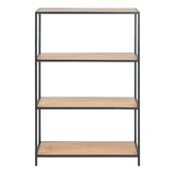 Metal Bookcase Low in Black With 3 Shelves - Seaford