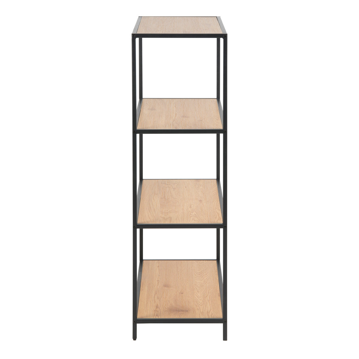 Metal Bookcase Low in Black With 3 Shelves - Seaford