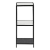 Metal Bookcase Narrow With 2 Glass Shelves - Seaford