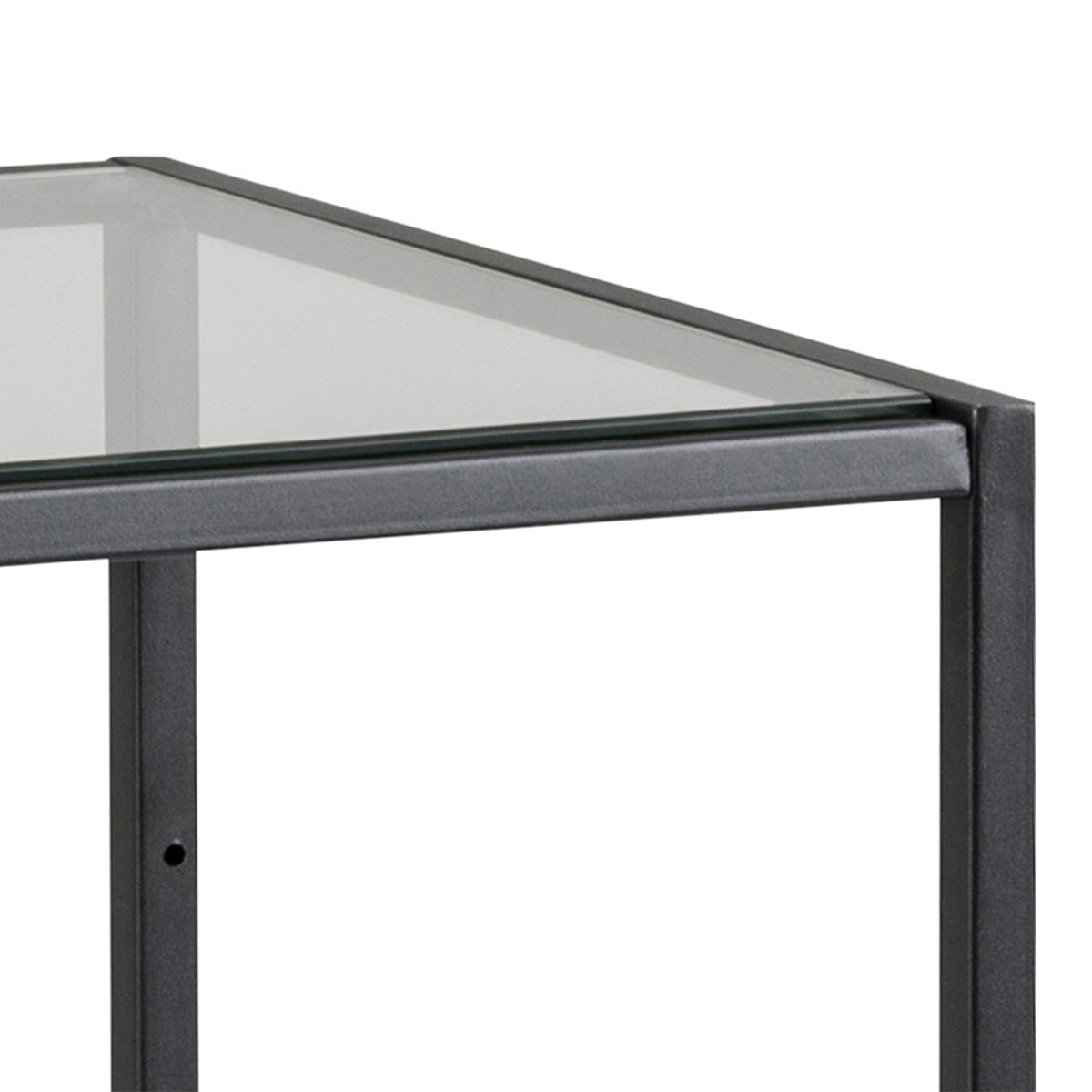 Metal Bookcase Narrow With 2 Glass Shelves - Seaford
