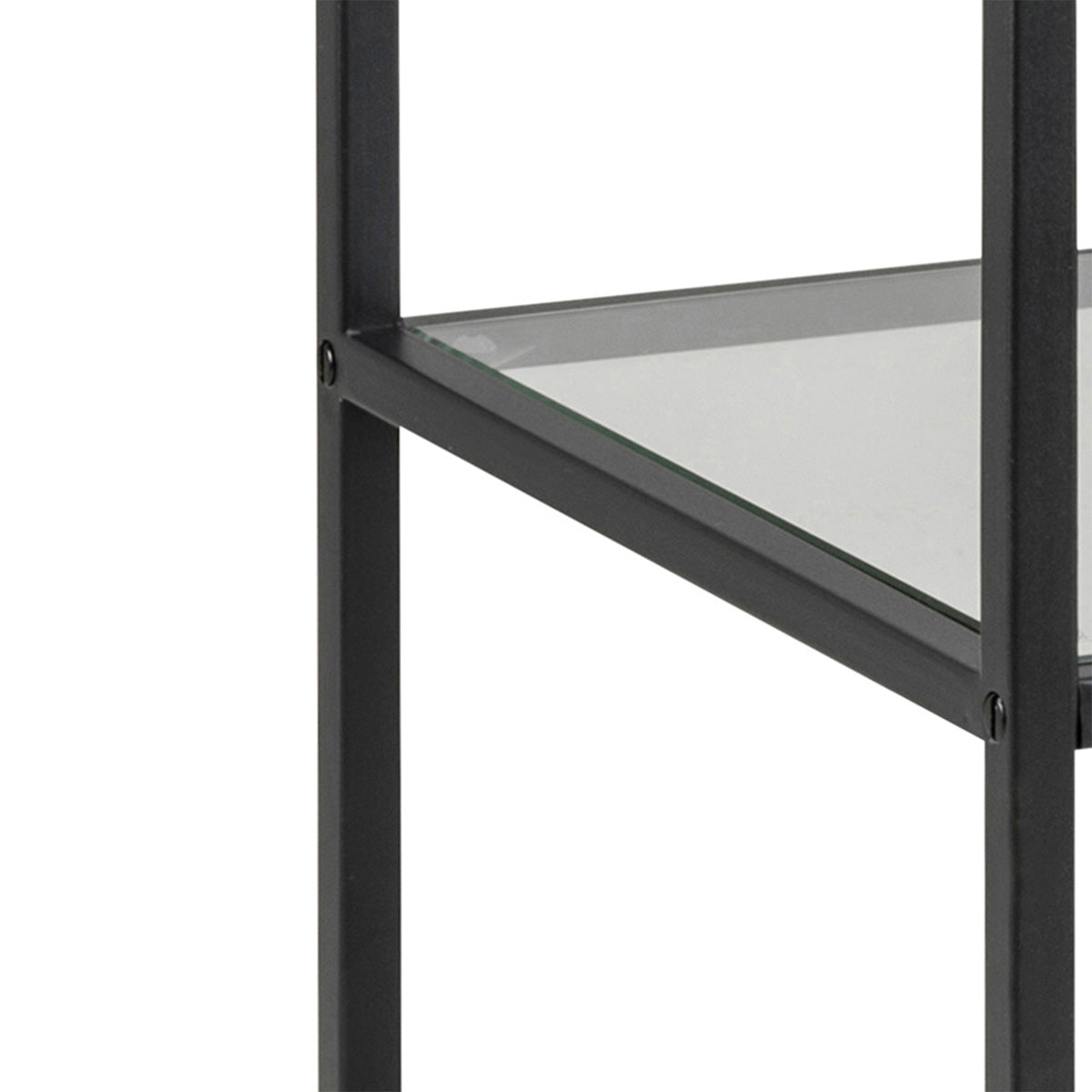 Metal Bookcase Narrow With 2 Glass Shelves - Seaford