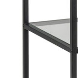 Metal Bookcase Narrow With 2 Glass Shelves - Seaford