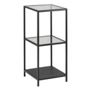 Metal Bookcase Narrow With 2 Glass Shelves - Seaford