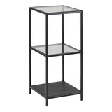 Metal Bookcase Narrow With 2 Glass Shelves - Seaford