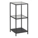 Metal Bookcase 35cm Wide Narrow With 2 Glass Shelves - Seaford