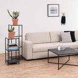 Metal Bookcase Narrow With 2 Glass Shelves - Seaford