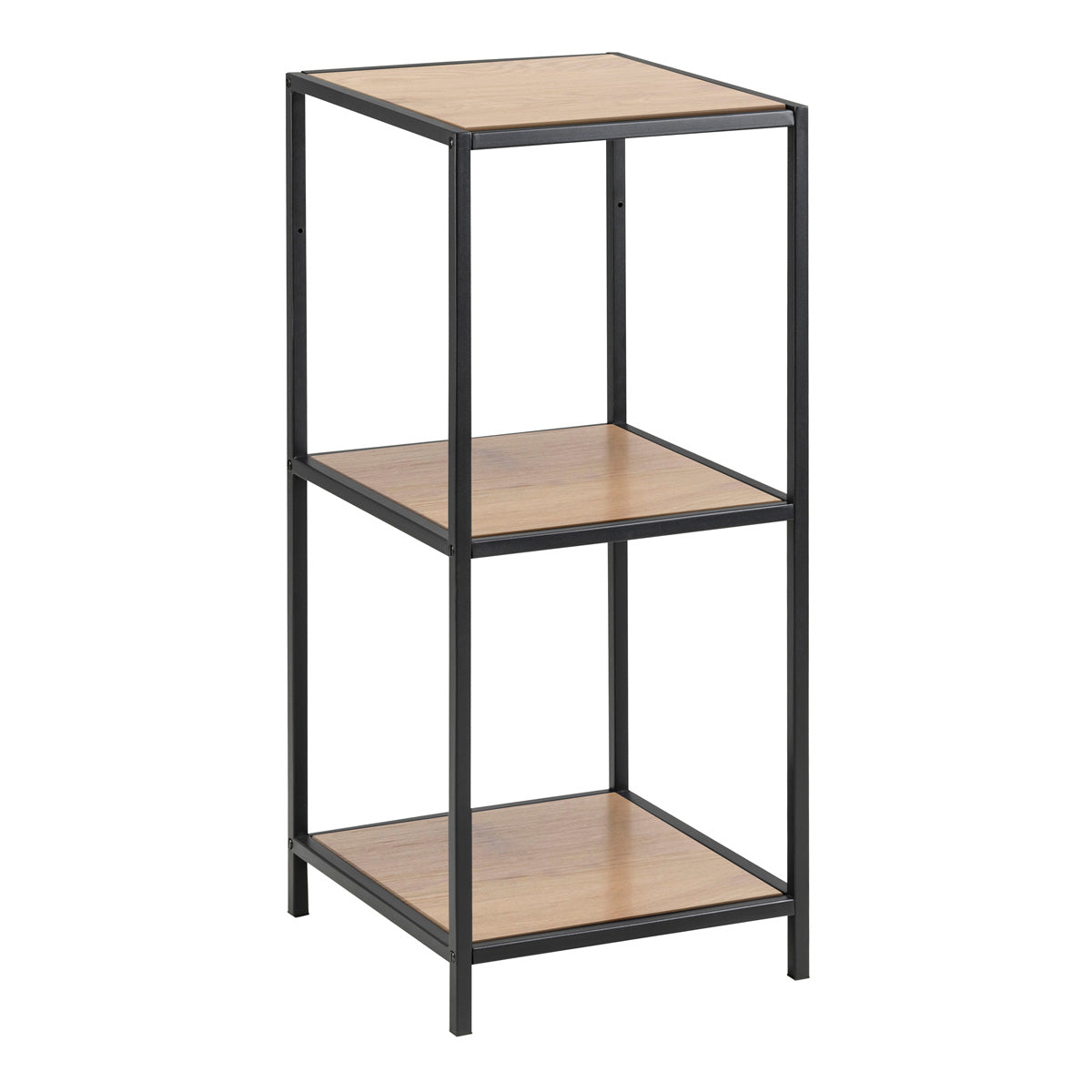 Metal Bookcase Narrow With 2 Wooden Shelves - Seaford