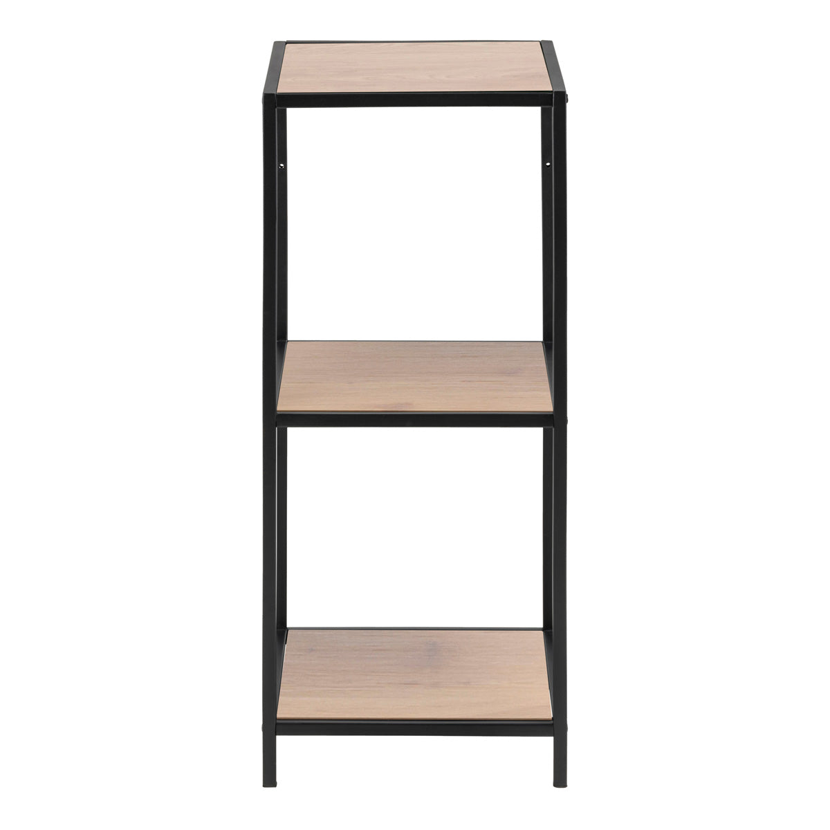 Metal Bookcase Narrow With 2 Wooden Shelves - Seaford