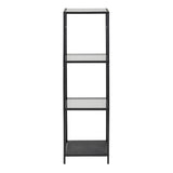 Metal Bookcase Narrow With 3 Glass Shelves - Seaford
