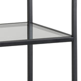 Metal Bookcase Narrow With 3 Glass Shelves - Seaford