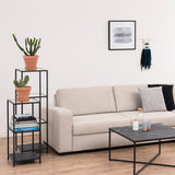Metal Bookcase Narrow With 3 Glass Shelves - Seaford