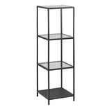 Metal Bookcase Narrow With 3 Glass Shelves - Seaford