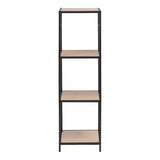 Metal Bookcase Narrow With 3 Wooden Shelves - Seaford