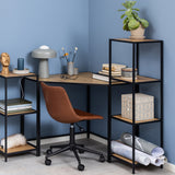 Metal Bookcase Narrow With 3 Wooden Shelves - Seaford