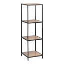 Metal Bookcase Narrow With 3 Wooden Shelves - Seaford