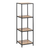 Metal Bookcase Narrow With 3 Wooden Shelves - Seaford