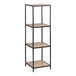 Metal Bookcase Narrow With 3 Wooden Shelves - Seaford
