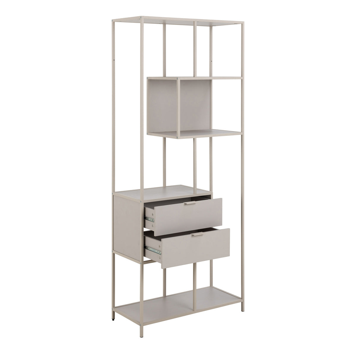 Metal Bookcase Tall With 2 Drawers And 4 Shelves - Seaford