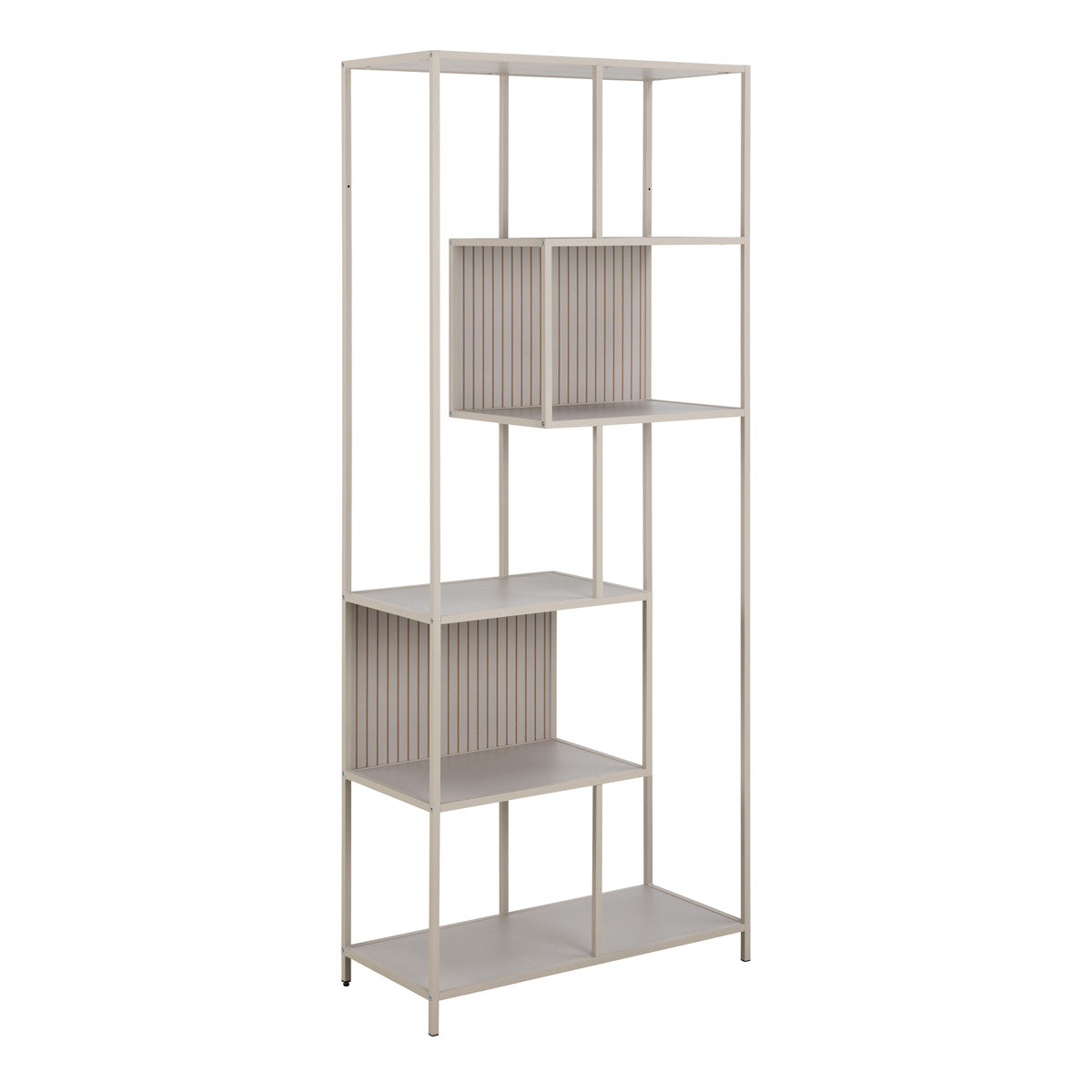 Metal Bookcase Tall With 5 Wooden Shelves - Seaford