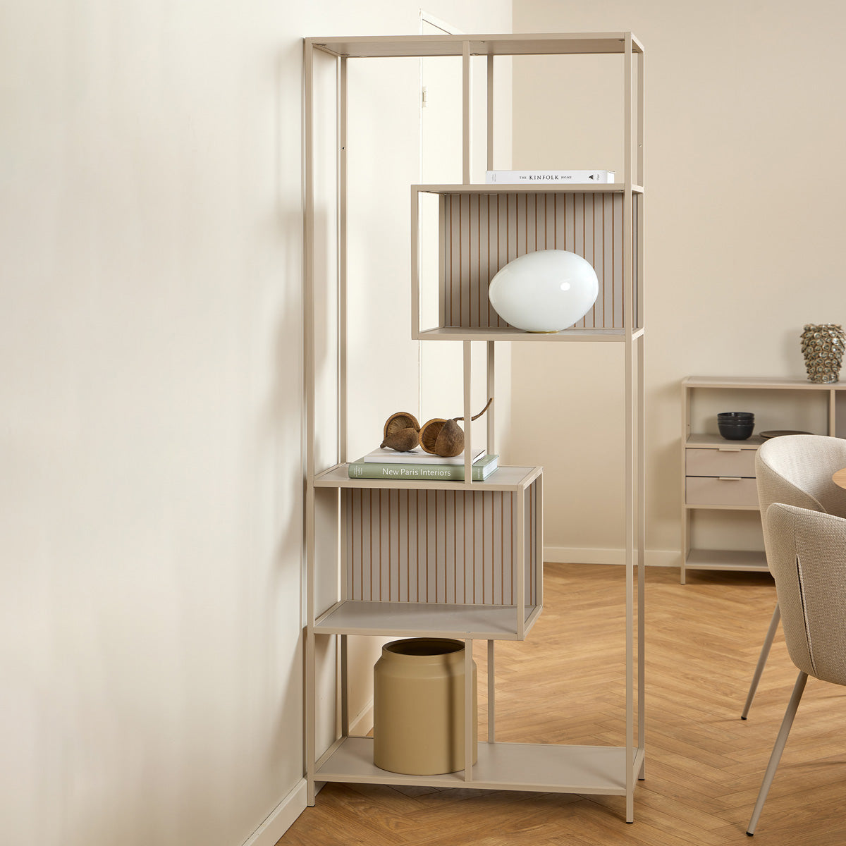 Metal Bookcase Tall With 5 Wooden Shelves - Seaford