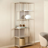 Metal Bookcase Tall With 5 Wooden Shelves - Seaford