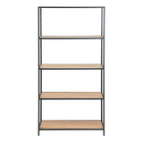 Metal Bookcase Tall in Black With 4 Shelves - Seaford