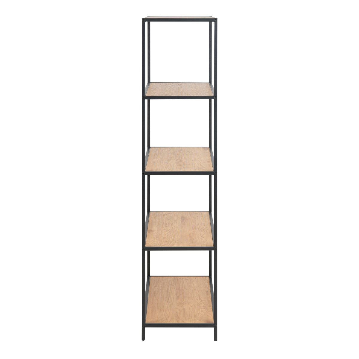 Metal Bookcase Tall in Black With 4 Shelves - Seaford