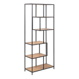 Metal Bookcase Tall in Black With 5 Shelves - Seaford